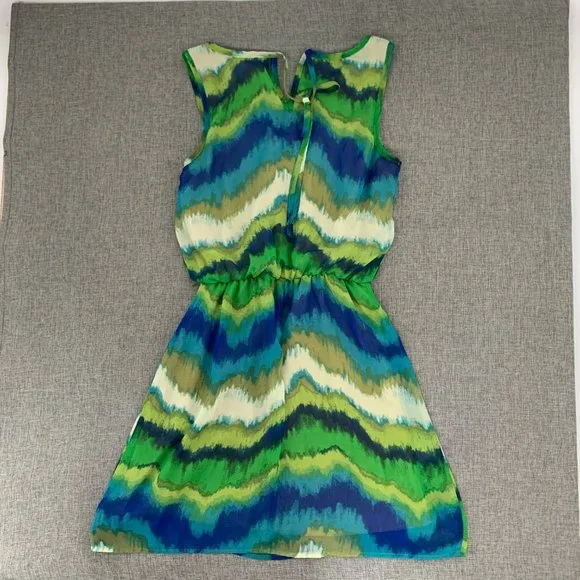 Accidentally In Love Cute Sundress Small Blue Green Scoop Neck Sleeveless Dress - Picture 10 of 13
